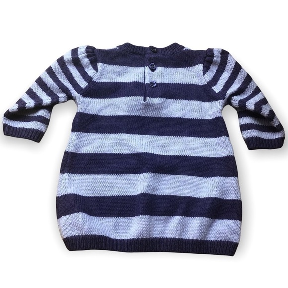 🎉3 For 15$🎉 Girl Knitted Dress With Bow And Purple Stripes Size 6 Months - Picture 2 of 6